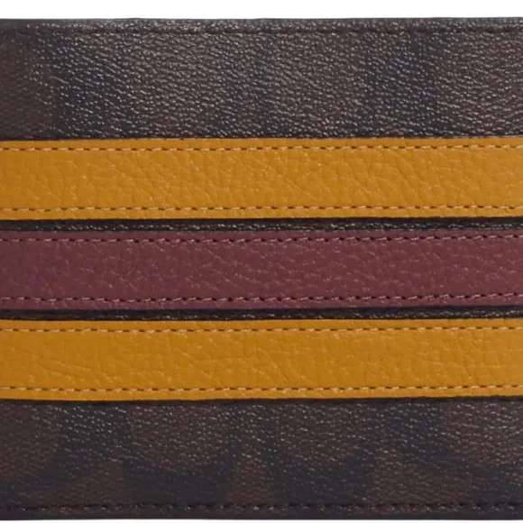 COACH Men's 3-In-1 Wallet In Signature Canvas With Varsity Stripe - Picture 6 of 6